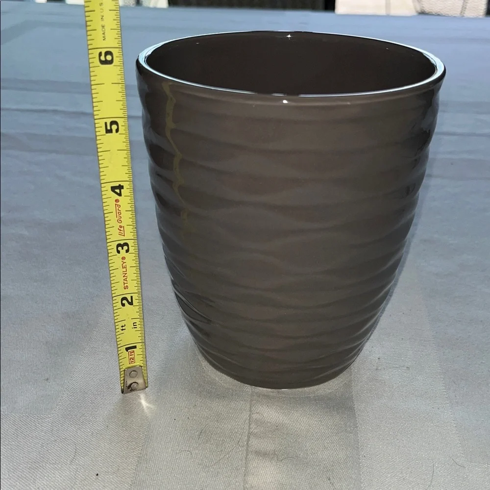 Textured Ceramic Planter in Dark Taupe